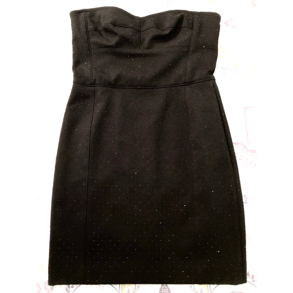 DKNY Black Strapless Cocktail Party Club Dance Mini Dress, Crystal Detail Size 8 - Picture 1 of 16